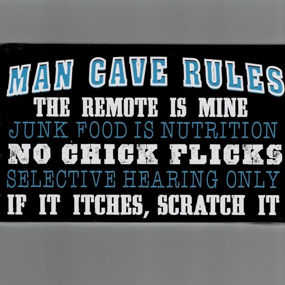 Man Cave Wood Sign Wall Plaque Dad Fathers Day Christmas Gift Man Cave Rules - Picture 2 of 2